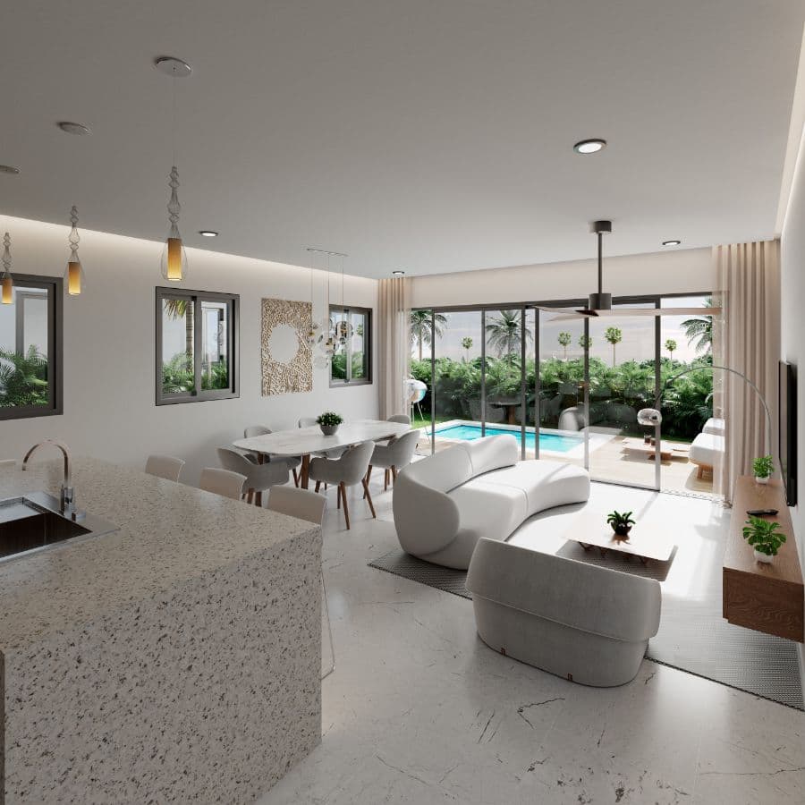 Invest in Your 3 Bedroom Two Level Villa in Gated Community with Beach Style Pool, Restaurante, Sports Areas, Kids Playground and More in Punta Cana - Image 3